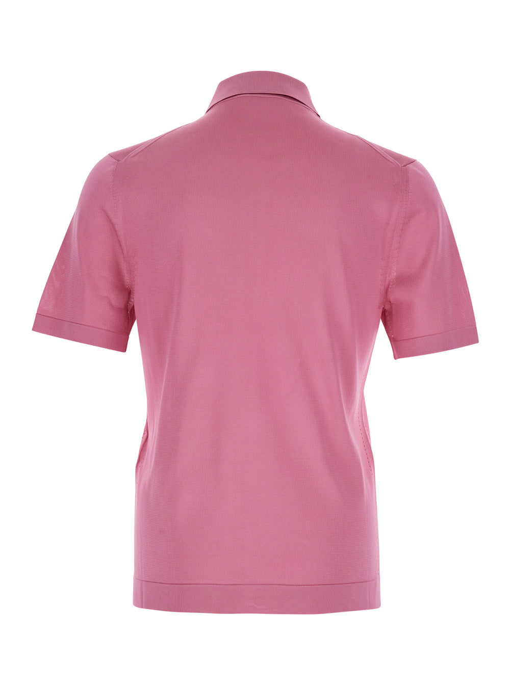 Gucci Men Pink Polo Shirt With Chest Pocket And Embroidered Logo On The Front In Fine Silk Knit Man GUCCI