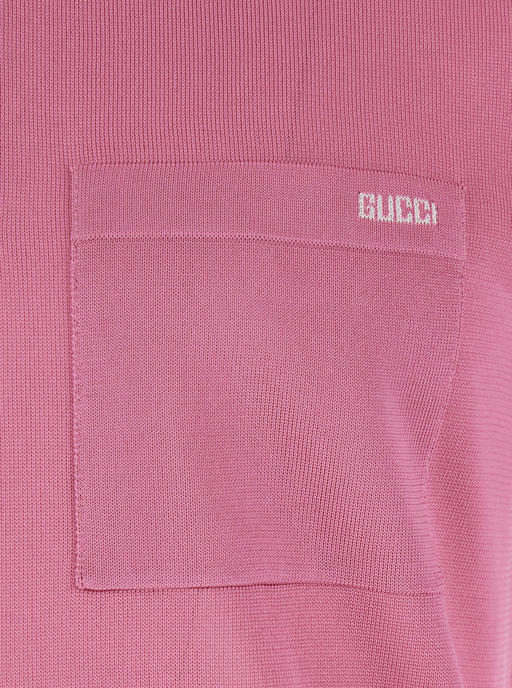 Gucci Men Pink Polo Shirt With Chest Pocket And Embroidered Logo On The Front In Fine Silk Knit Man GUCCI