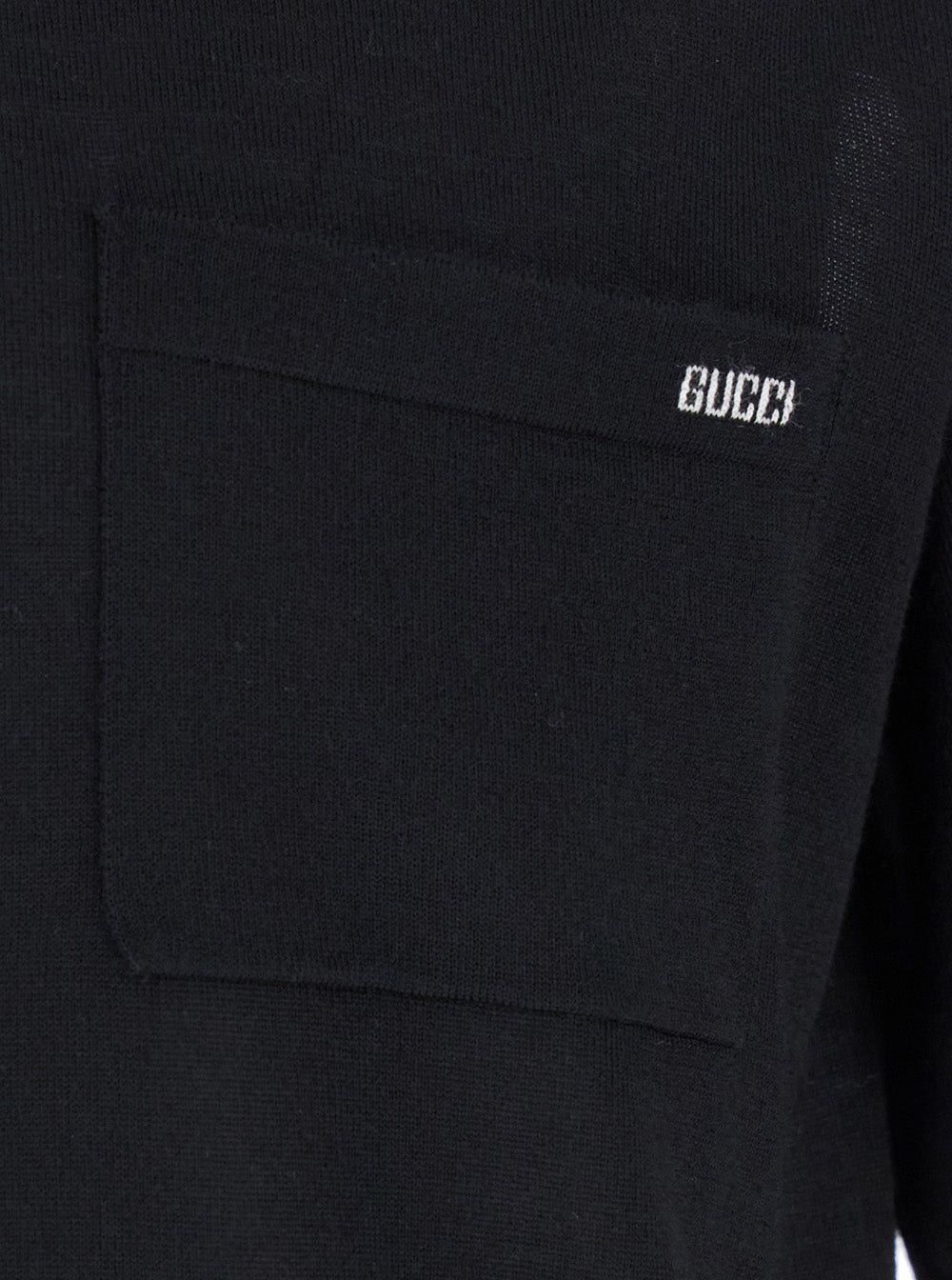 Gucci Men Black Polo Shirt With Chest Pocket And Embroidered Logo On The Front In Fine Silk Knit Man GUCCI