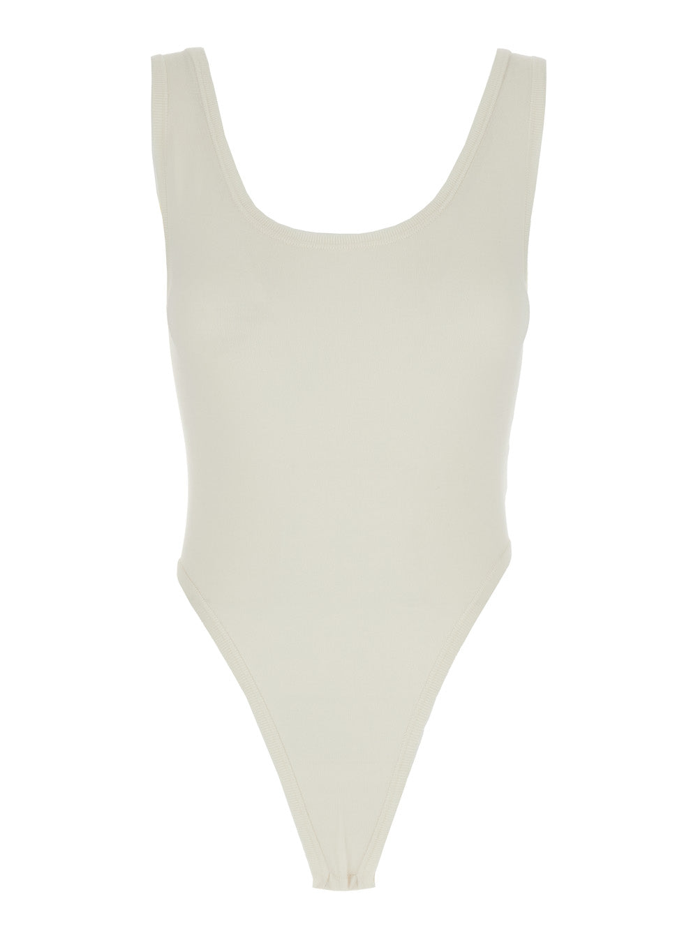 Phoebe Philo Women White Bodysuit With Round Neck In Silk Blend Stretch Woman PHOEBE PHILO