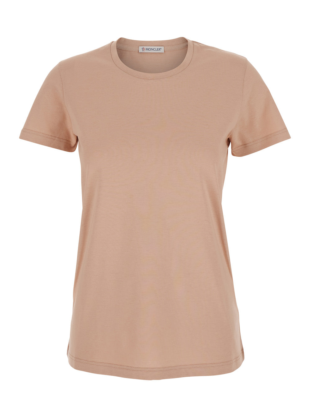 Moncler Women Pink T-Shirt With Logo Patch Applied On The Sleeve In Cotton Woman MONCLER