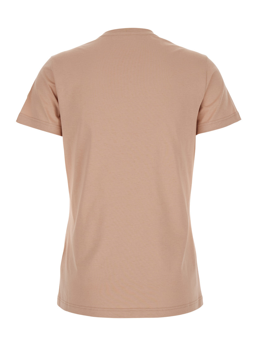 Moncler Women Pink T-Shirt With Logo Patch Applied On The Sleeve In Cotton Woman MONCLER