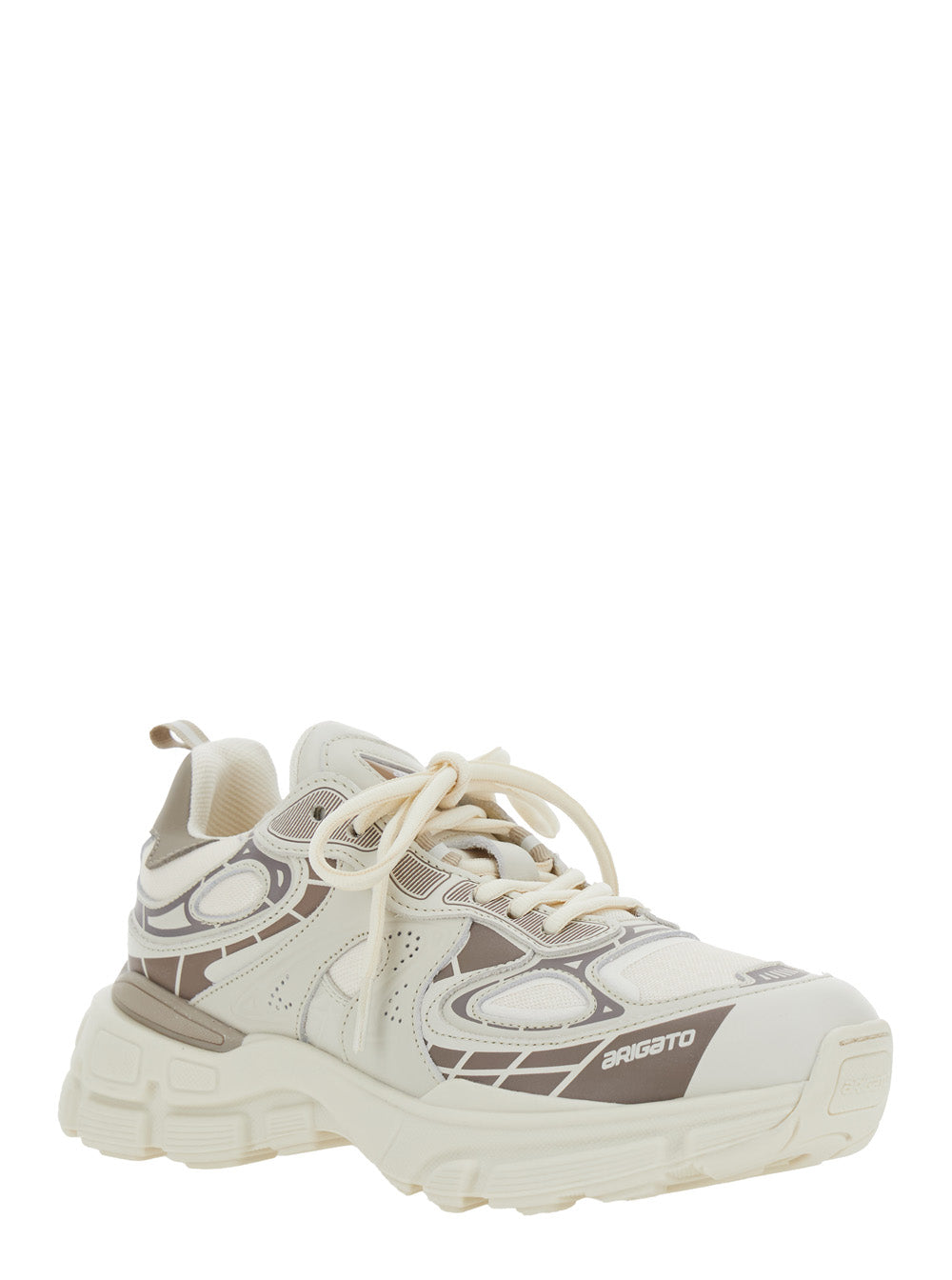 Axel Arigato Women 'Sphere Trip Running' Beige Sneakers With Chunky Sole And Logo On Tongue In Leather And Fabric Blend Woman AXEL ARIGATO