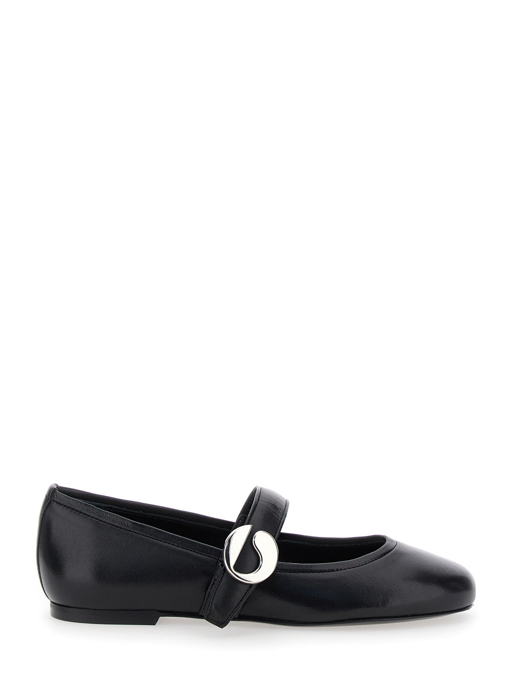 Coperni Women Black Ballerinas With Metallic Logo And Strap In Smooth Leather Woman COPERNI