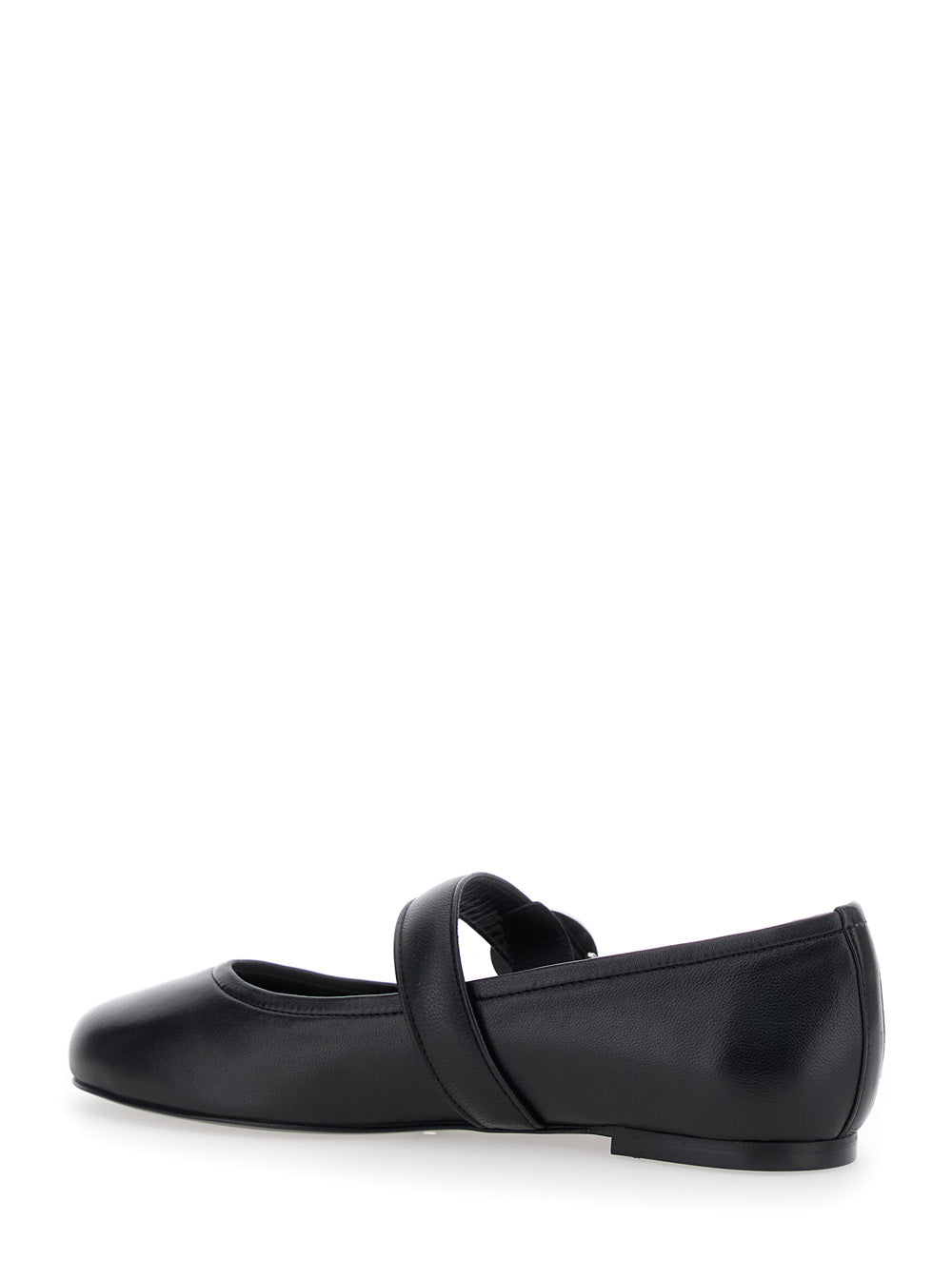 Coperni Women Black Ballerinas With Metallic Logo And Strap In Smooth Leather Woman COPERNI
