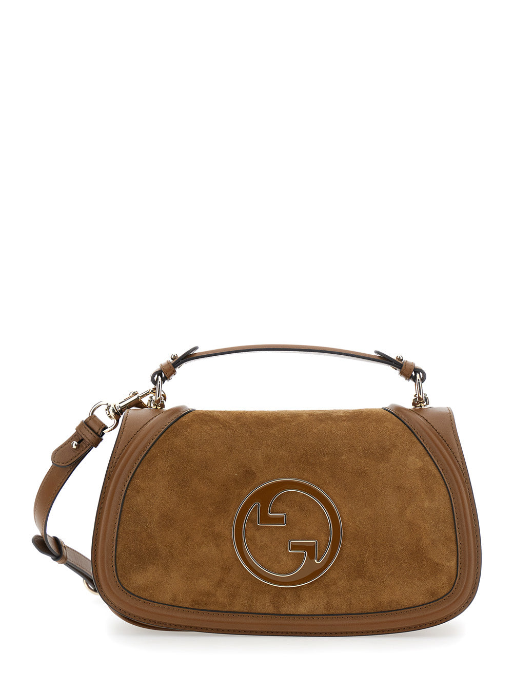 Gucci Women 'Blondie' Brown Handbag With Gg Logo Plaque On The Front In Suede Woman GUCCI