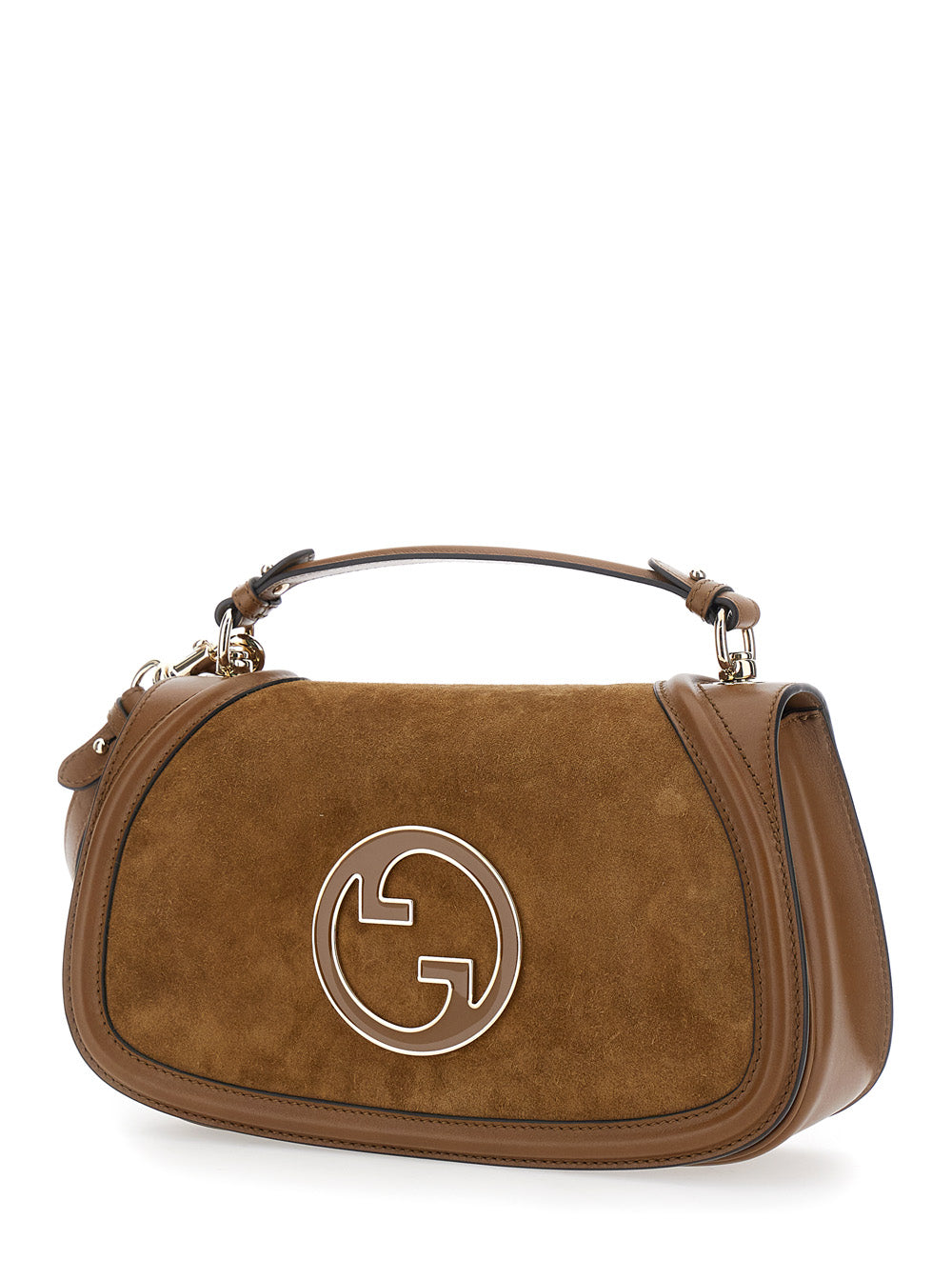 Gucci Women 'Blondie' Brown Handbag With Gg Logo Plaque On The Front In Suede Woman GUCCI