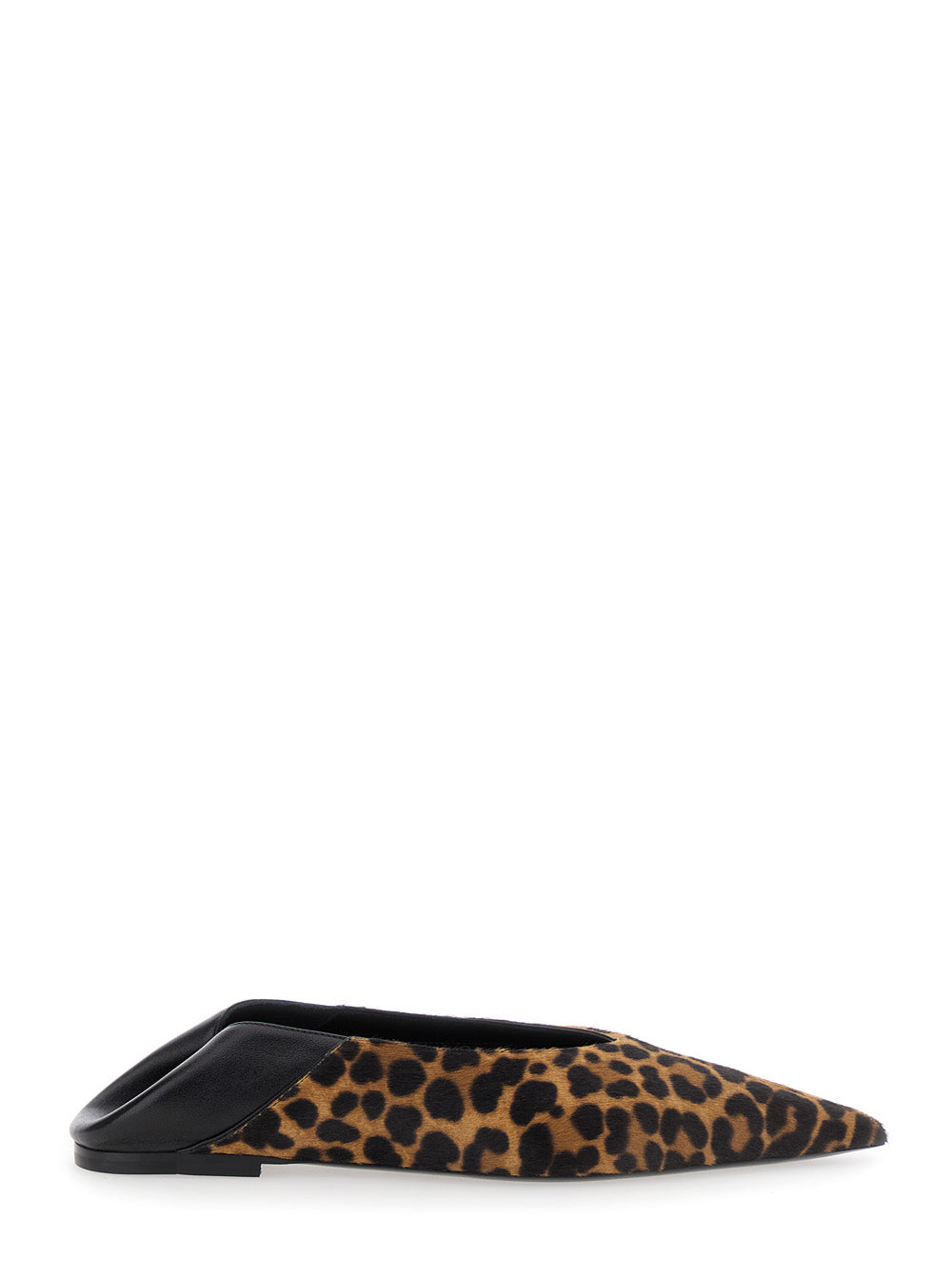 Saint Laurent Women Brown Ballerinas With Leopard Motif And Foldable Buttress In Fabric Woman SAINT LAURENT