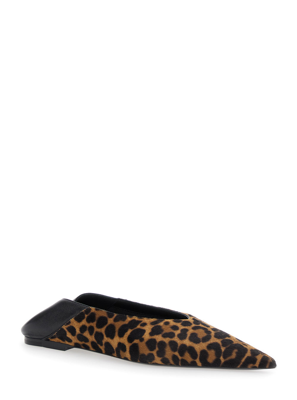 Saint Laurent Women Brown Ballerinas With Leopard Motif And Foldable Buttress In Fabric Woman SAINT LAURENT
