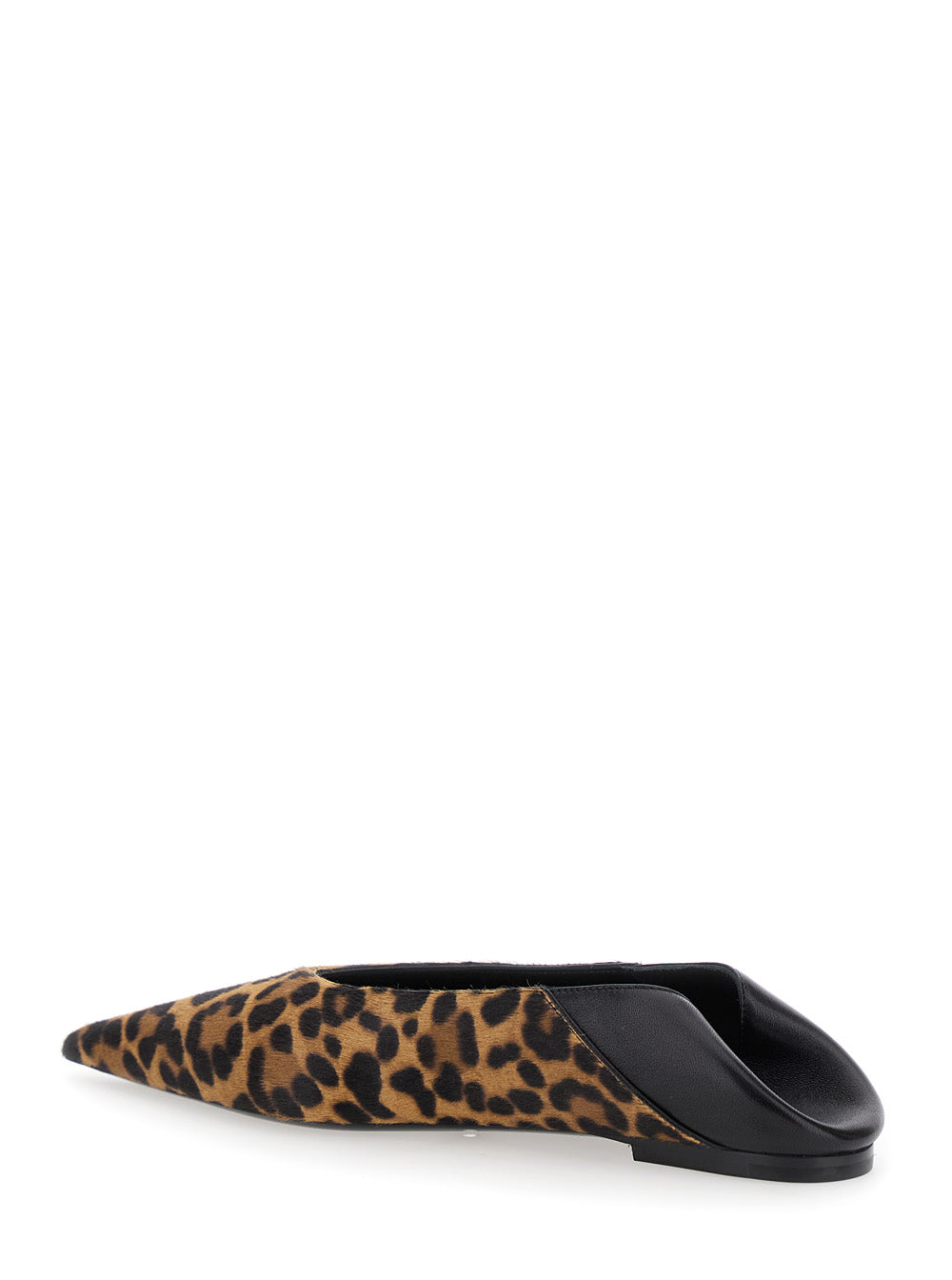 Saint Laurent Women Brown Ballerinas With Leopard Motif And Foldable Buttress In Fabric Woman SAINT LAURENT