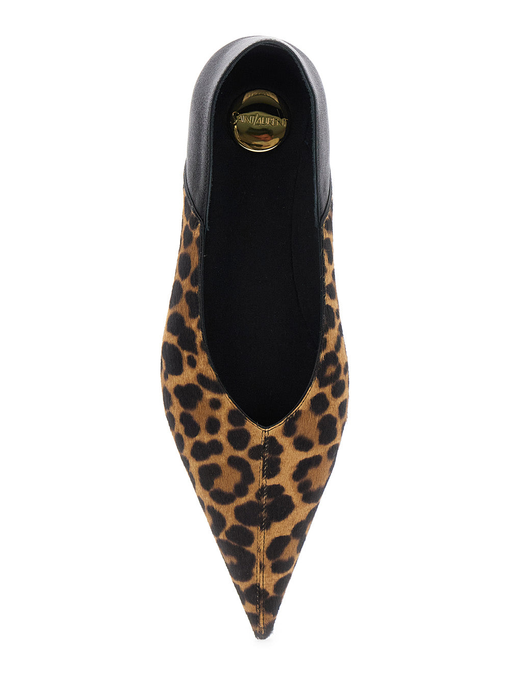 Saint Laurent Women Brown Ballerinas With Leopard Motif And Foldable Buttress In Fabric Woman SAINT LAURENT