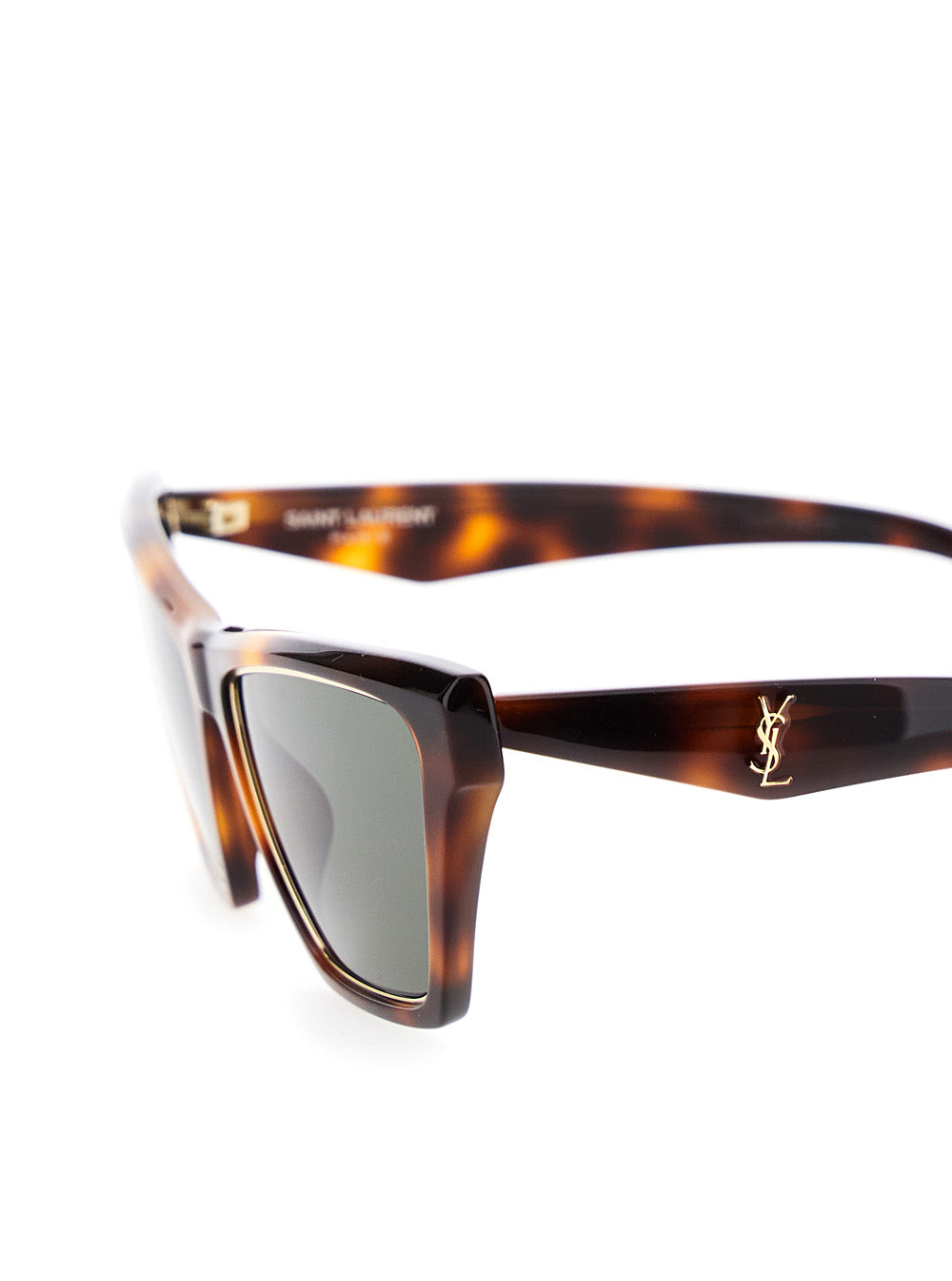 Saint Laurent Women Brown Sunglasses With Tortoiseshell Print And Cassandre Logo On Temples In Acetate Woman SAINT LAURENT