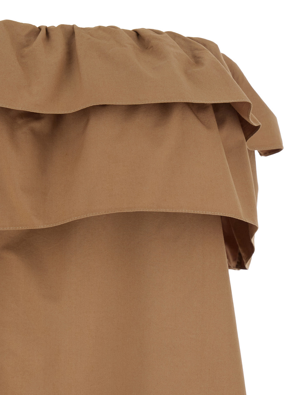 Saint Laurent Women Beige Long Dress With Bustier Neckline And Ruffled Skirt In Cotton Woman SAINT LAURENT