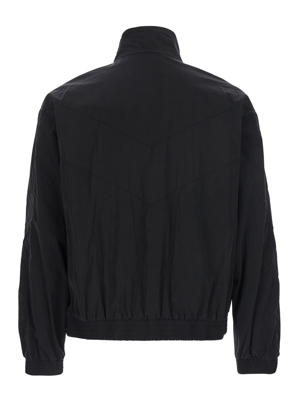 Saint Laurent Men Black Jacket With High Neck And Logo Lettering On The Front In Tech Fabric Man SAINT LAURENT