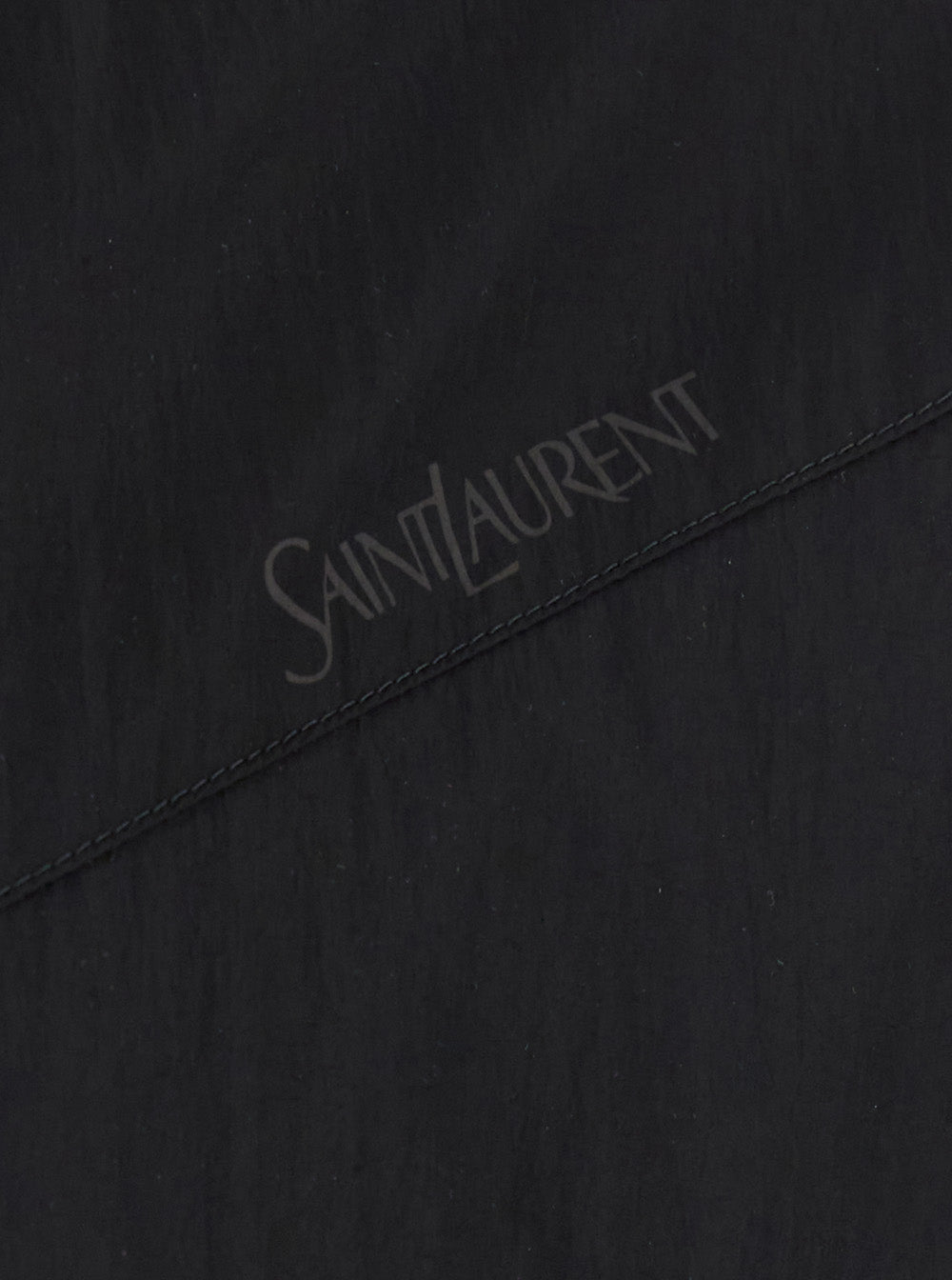 Saint Laurent Men Black Jacket With High Neck And Logo Lettering On The Front In Tech Fabric Man SAINT LAURENT