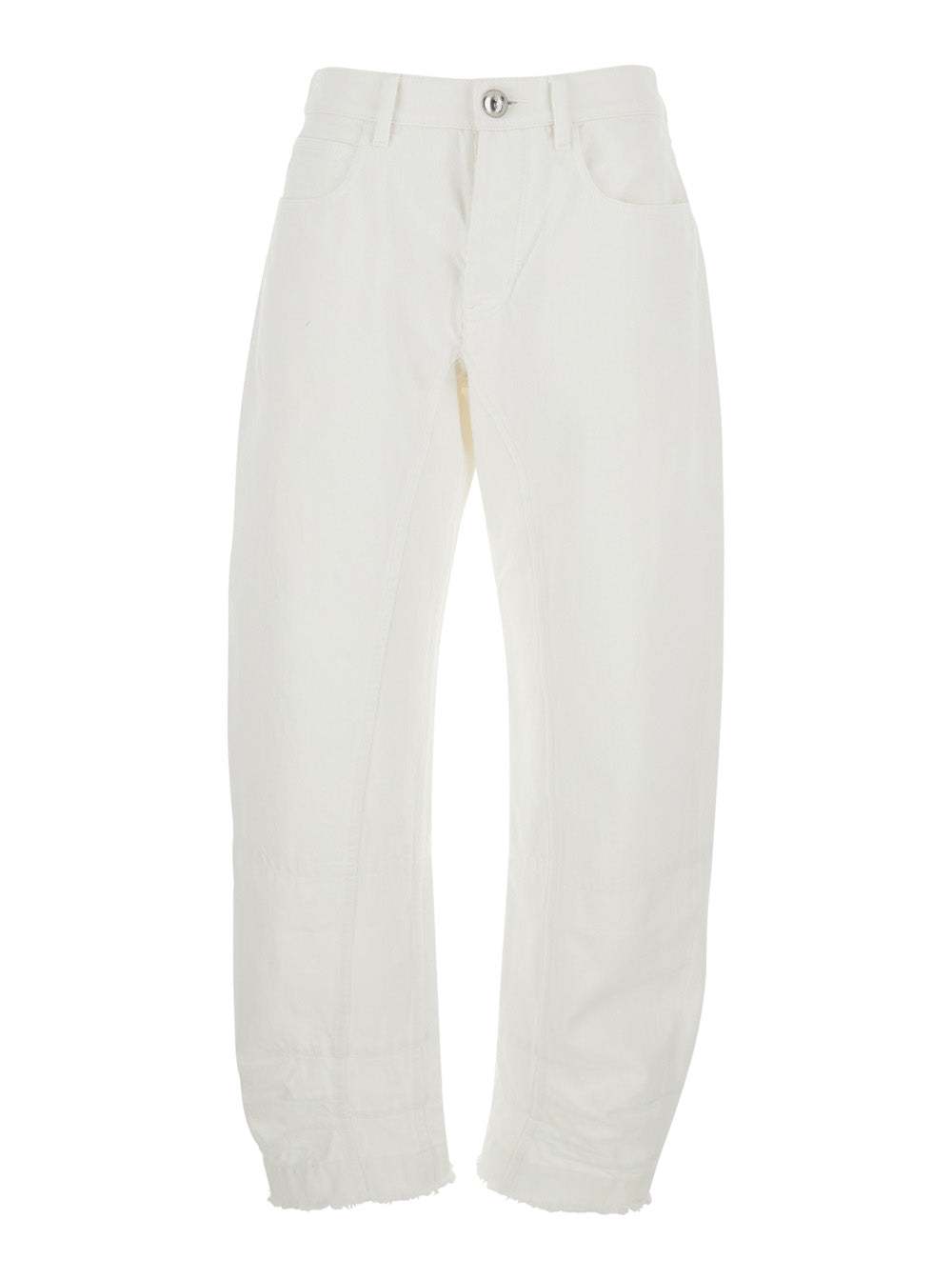 Jil Sander Women White Jeans With Logo Patch On The Rear And Fringed Hem In Denim Woman JIL SANDER