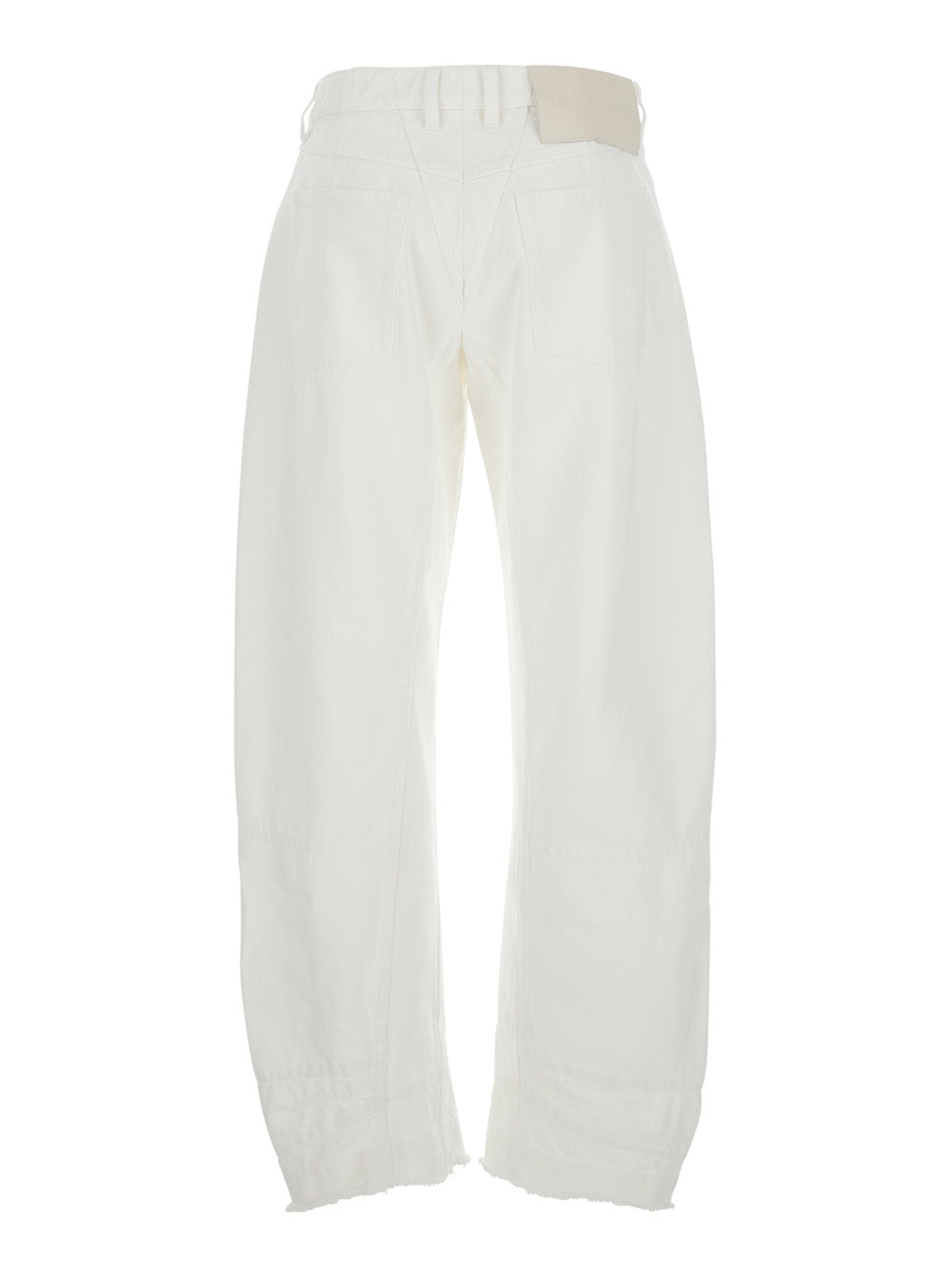 Jil Sander Women White Jeans With Logo Patch On The Rear And Fringed Hem In Denim Woman JIL SANDER