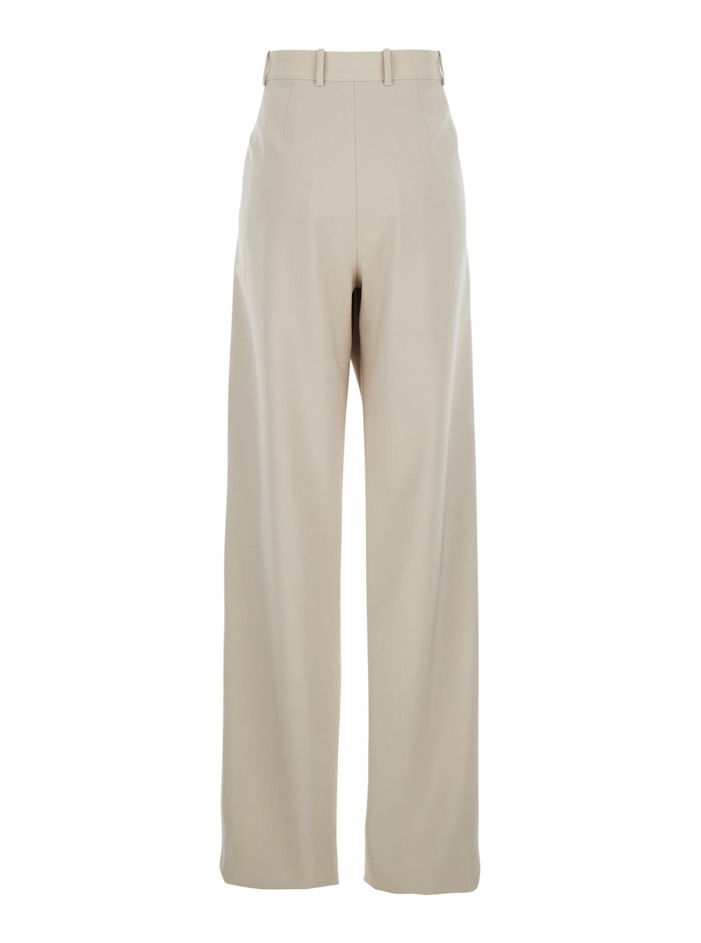 Saint Laurent Women Beige Pants With Belt Loops And Pences On The Front In Wool Woman SAINT LAURENT