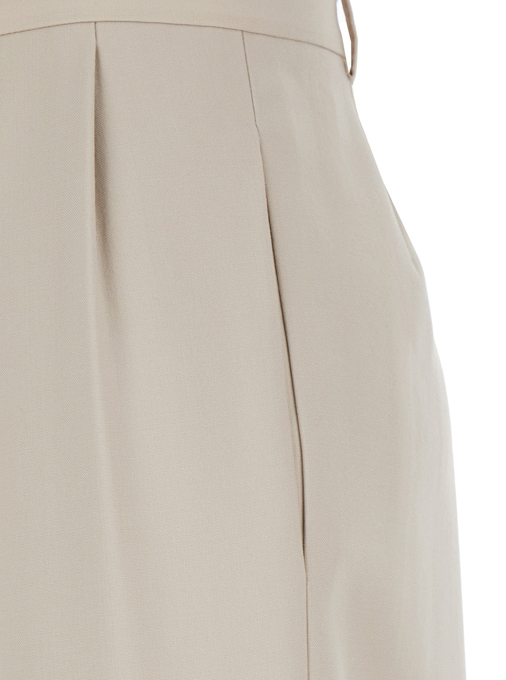 Saint Laurent Women Beige Pants With Belt Loops And Pences On The Front In Wool Woman SAINT LAURENT