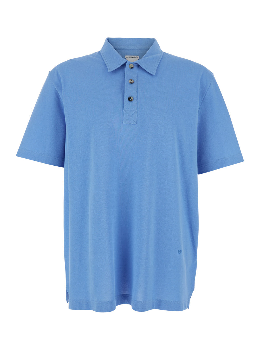 Bottega Veneta Men Blue Polo Shirt With Classic Collar And Logo Embroidery Detail On The Front In Cotton Man BOTTEGA VENETA