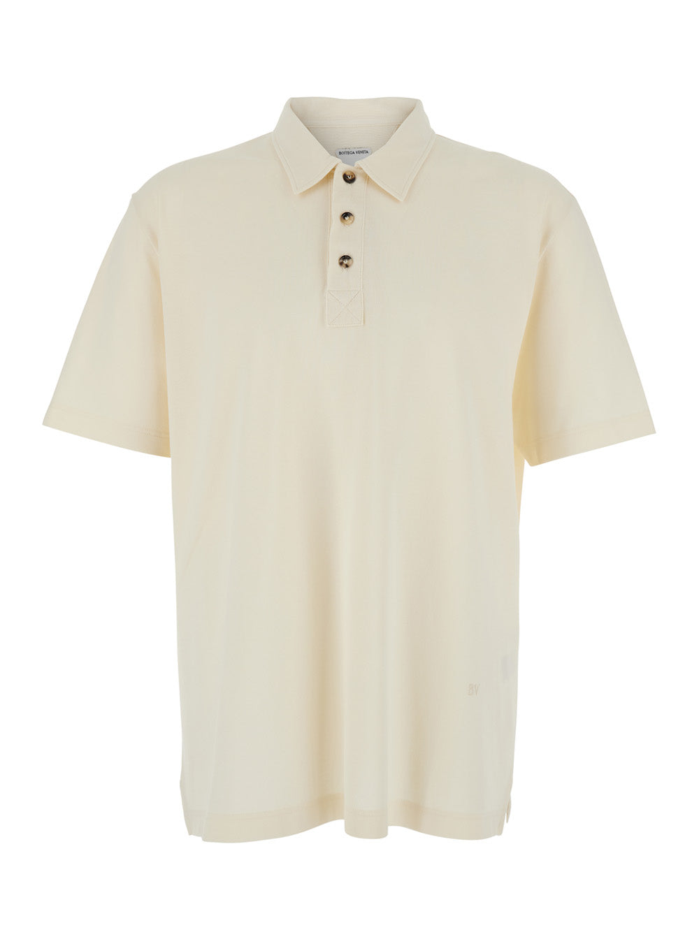 Bottega Veneta Men White Polo Shirt With Classic Collar And Logo Embroidery Detail On The Front In Cotton Man BOTTEGA VENETA