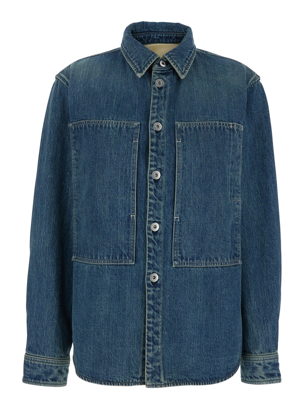 Jil Sander Women Blue Shirt With Classic Collar And Logo Patch On The Rear In Denim Woman JIL SANDER