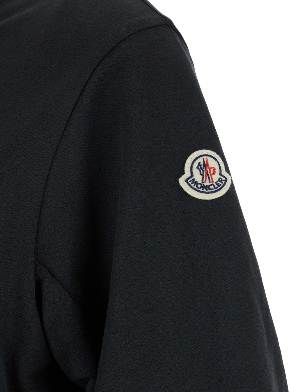 Moncler Women Black Dress With Elastic Waist And Logo Patch On The Sleeve In Tech Fabric Woman MONCLER