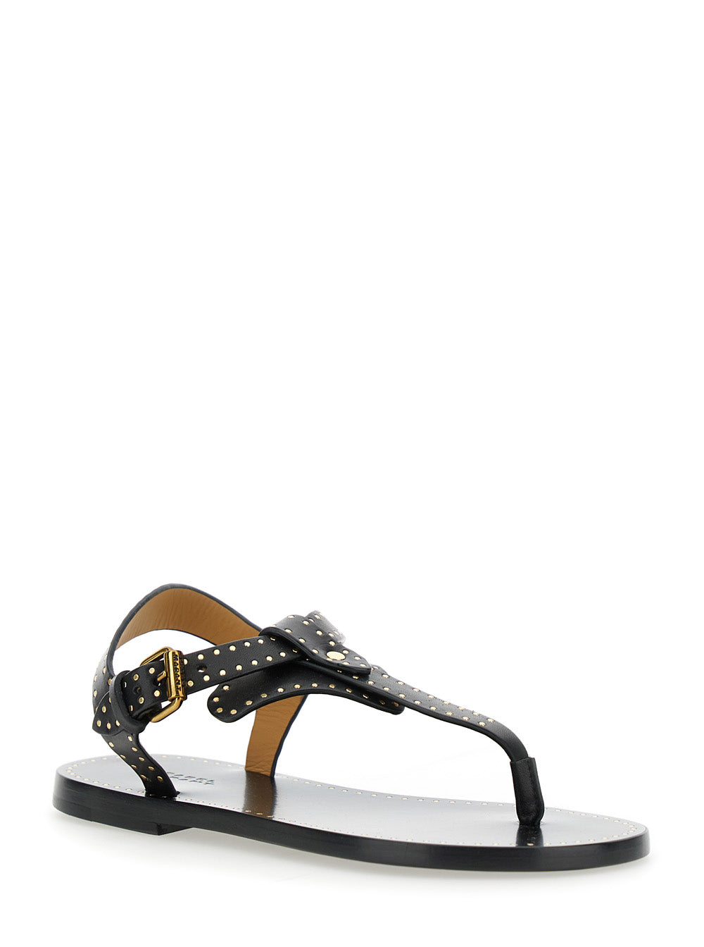 Isabel Marant Women 'Jooni' Black Sandals With Buckle Closure And Metal Studs In Leather Woman ISABEL MARANT