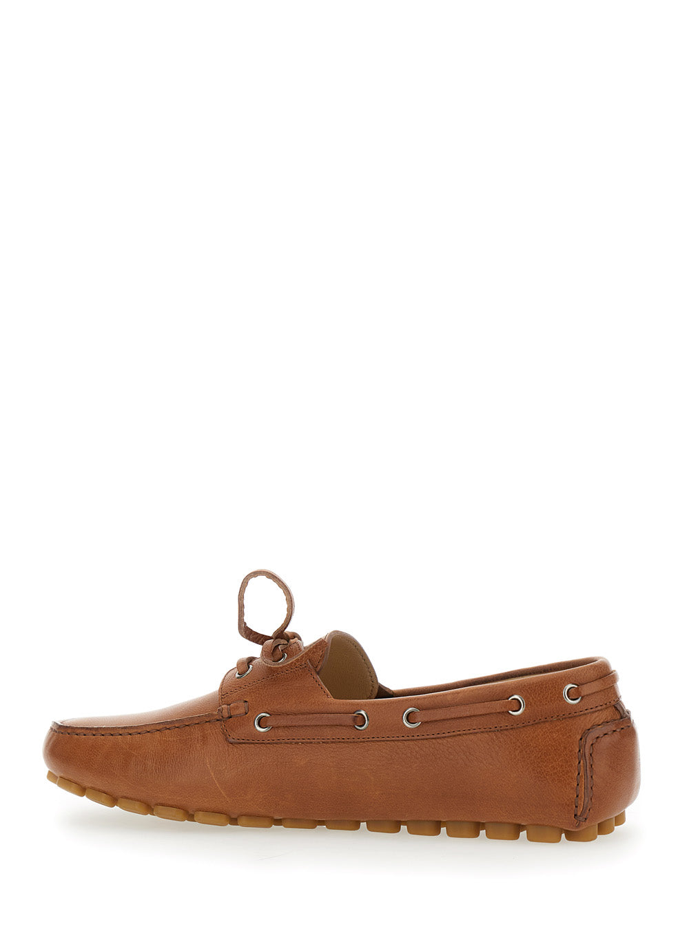 Valentino Garavani Men 'Fastaway' Brown Loafers With Vlogo Plaque And Decorative Laces With Logo In Leather Man VALENTINO GARAVANI