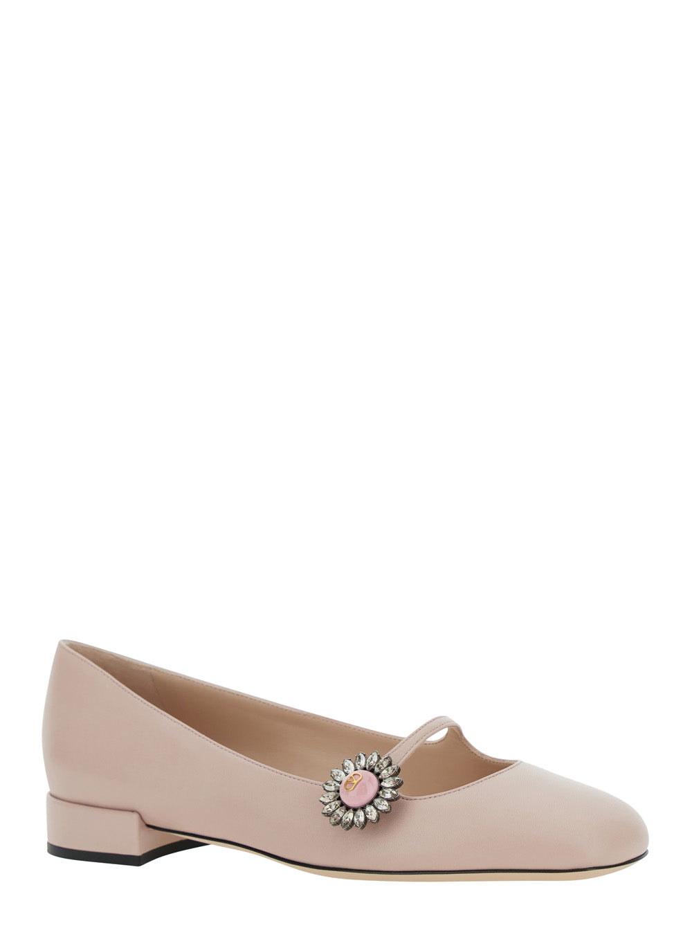 Valentino Garavani Women 'Preshoes' Pink Ballerinas With Decorative Plate And Low Laminated Heel In Leather Woman VALENTINO GARAVANI