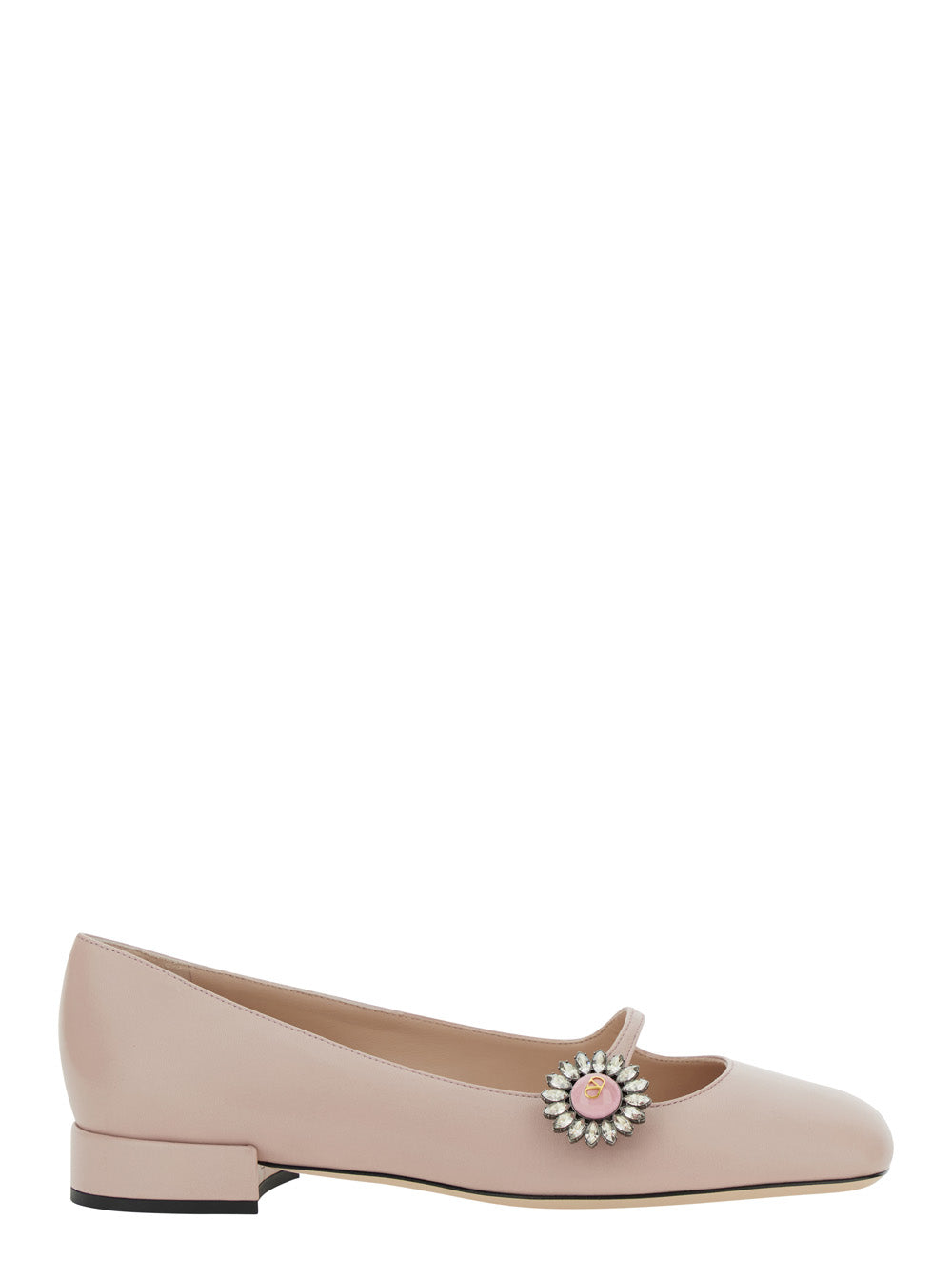 Valentino Garavani Women 'Preshoes' Pink Ballerinas With Decorative Plate And Low Laminated Heel In Leather Woman VALENTINO GARAVANI