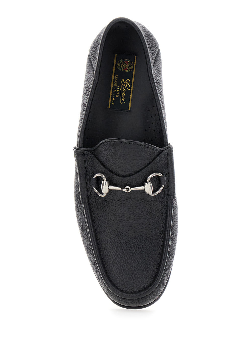 Gucci Men Black Loafers With Horsebit Detail On The Front In Hammered Leather Man GUCCI