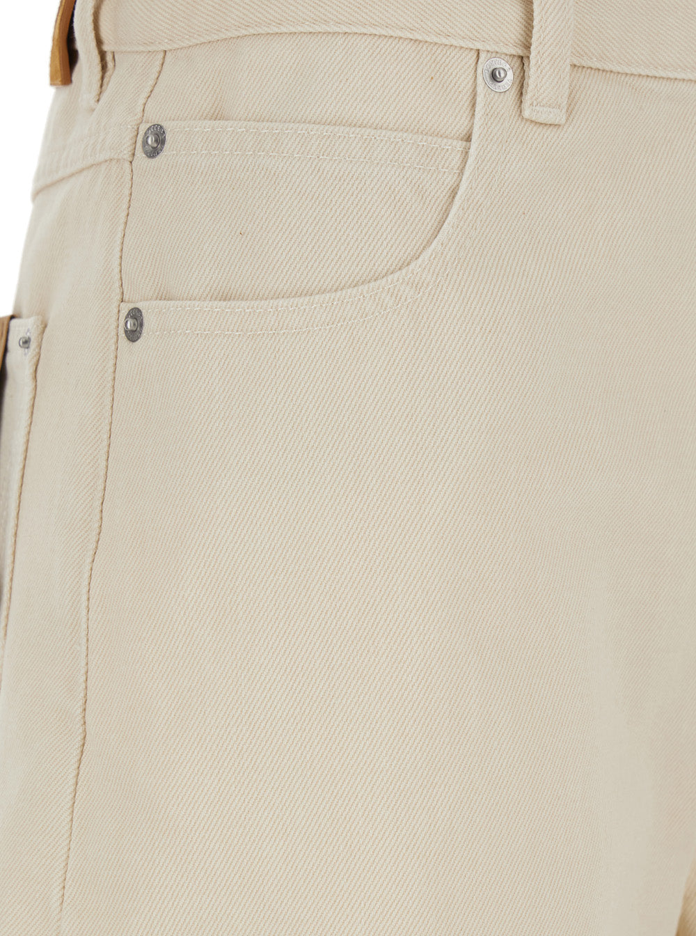 Bottega Veneta Women White Jeans With Cuffs On The Edges And Removable Patch With Hare On The Back In Denim Woman BOTTEGA VENETA