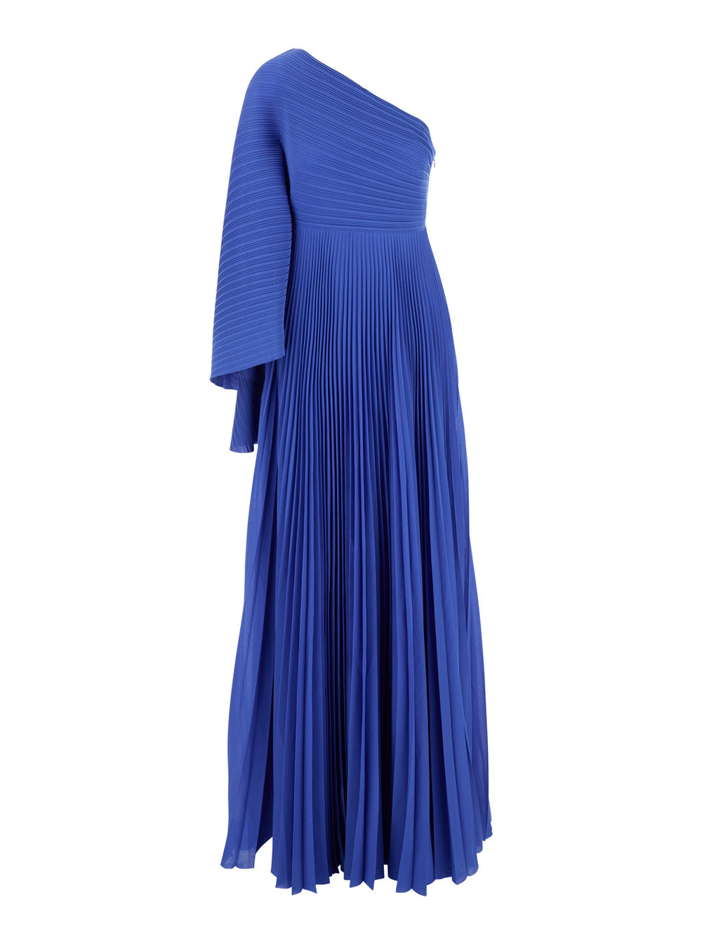 Solace London Women 'Maci' Blue One-Shoulder Long Dress With Pleated Effect In Tech Fabric Woman SOLACE LONDON