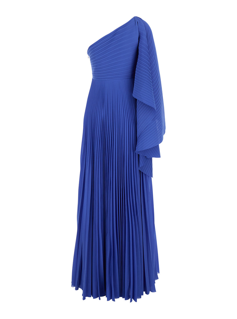 Solace London Women 'Maci' Blue One-Shoulder Long Dress With Pleated Effect In Tech Fabric Woman SOLACE LONDON