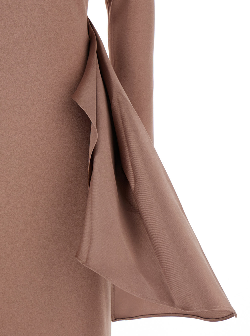 Solace London Women 'Kiana' Brown Long Dress With Boat Neckline And Maxi Draped Detail In Tech Fabric Stretch Woman SOLACE LONDON