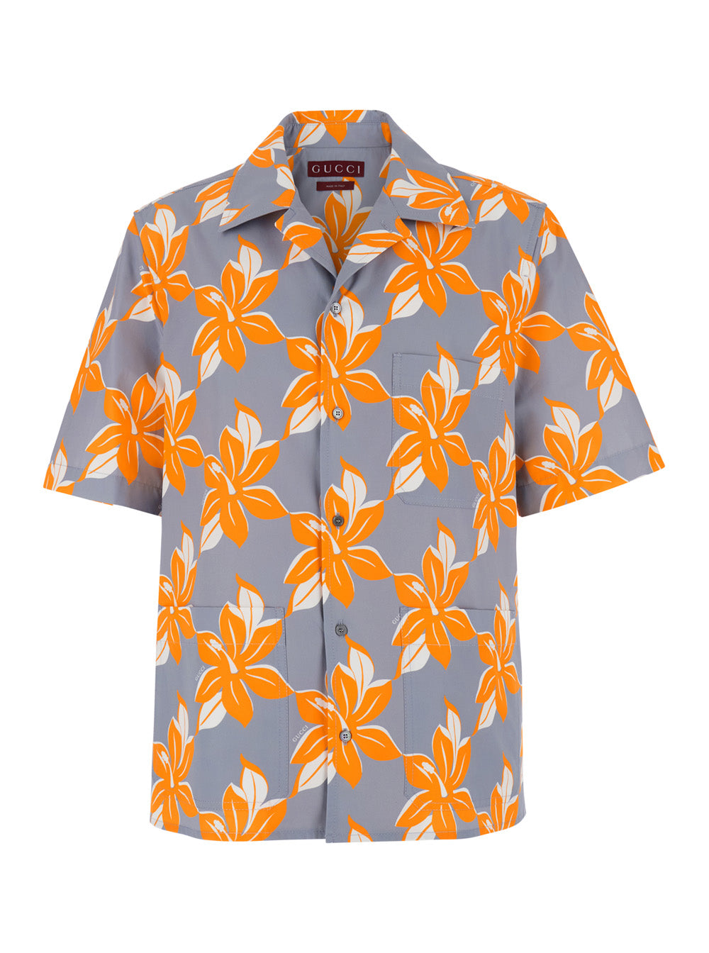 Gucci Men Multicolor Bowling Shirt With Cuban Collar And All-Over Floral Print In Cotton Man GUCCI