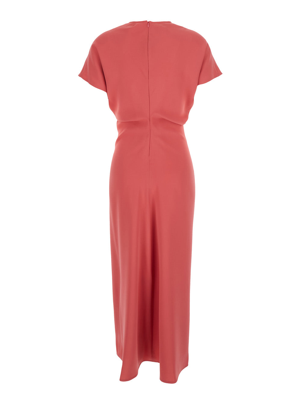 Leplain Women Pink Dress With V Neck And Short Sleeves In Tech Fabric Woman LEPLAIN