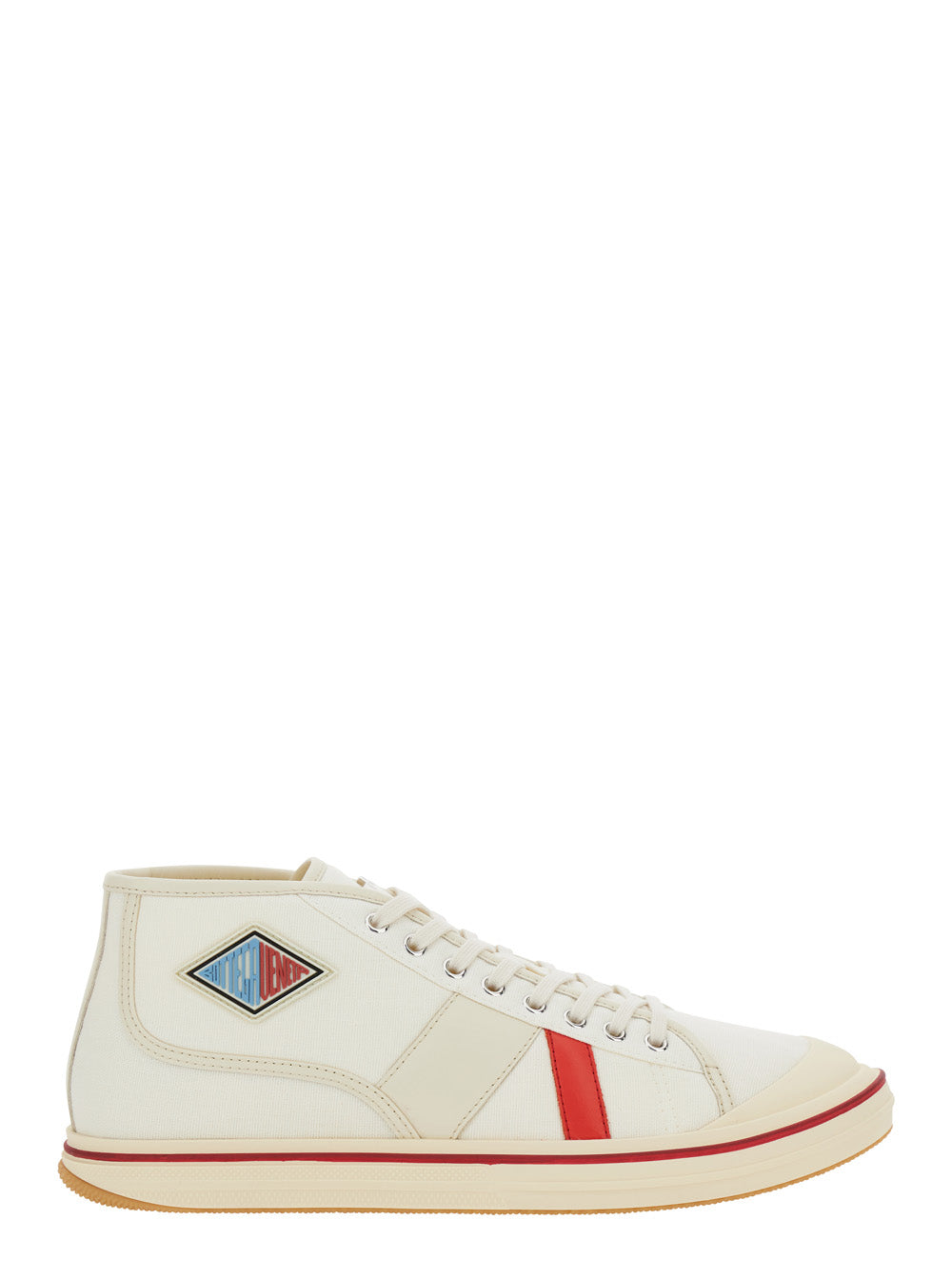 Bottega Veneta Men 'Eliot' White Sneakers With Logo Label On The Side And Leather Inserts In Cotton And Leather Blend Man BOTTEGA VENETA