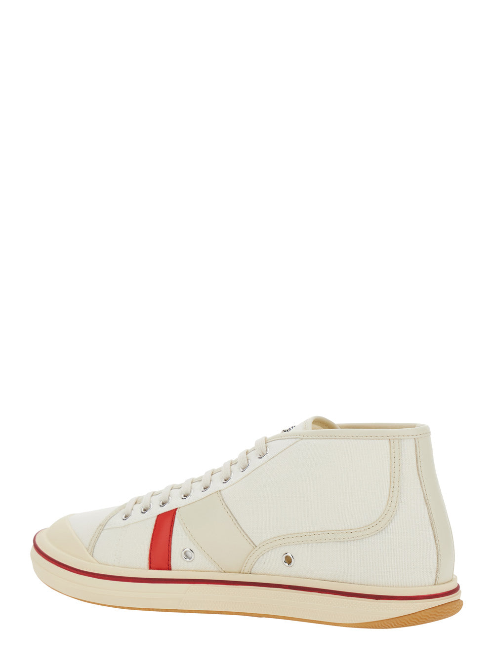 Bottega Veneta Men 'Eliot' White Sneakers With Logo Label On The Side And Leather Inserts In Cotton And Leather Blend Man BOTTEGA VENETA