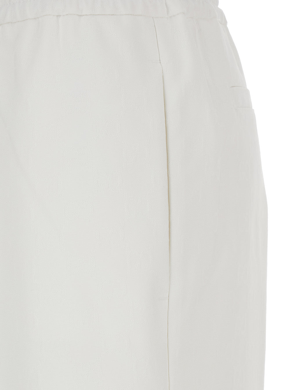 Gucci Women White Pants With Elastic Drawstring Waist In Tech Fabric Woman GUCCI
