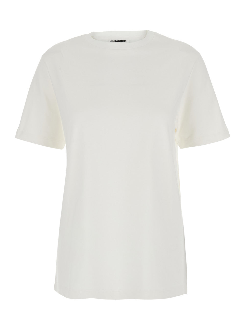 Jil Sander Women White Crewneck T-Shirt With Logo Patch Applied On The Back In Cotton Woman JIL SANDER