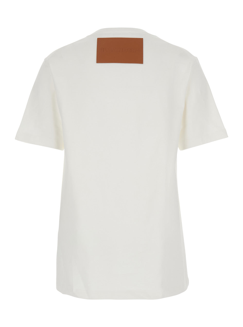 Jil Sander Women White Crewneck T-Shirt With Logo Patch Applied On The Back In Cotton Woman JIL SANDER
