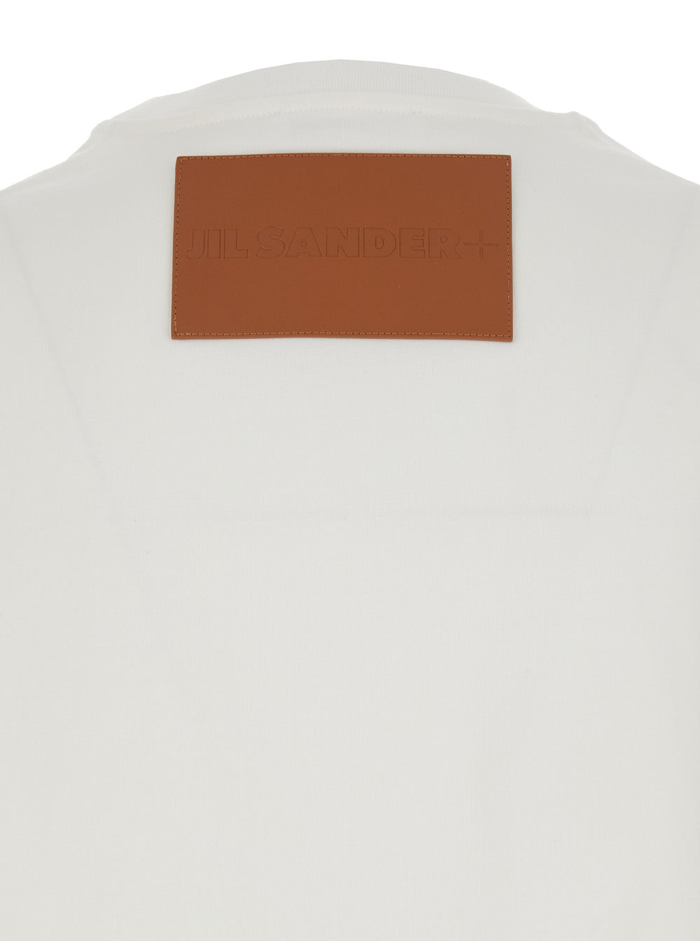 Jil Sander Women White Crewneck T-Shirt With Logo Patch Applied On The Back In Cotton Woman JIL SANDER