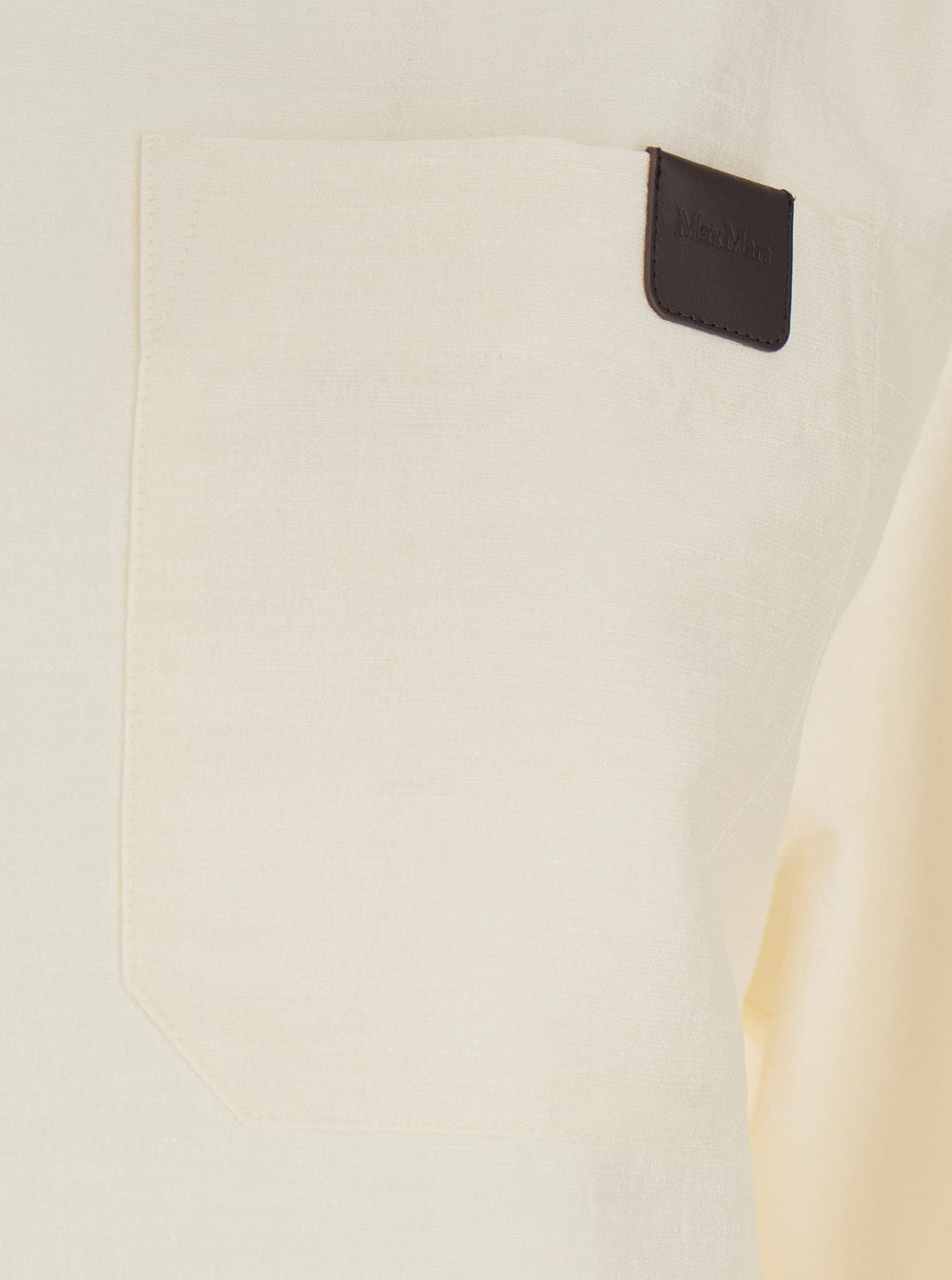Max Mara Women 'Osiride' White Shirt With V-Neck And Logo Patch On The Front In Linen And Silk Blend Woman MAX MARA
