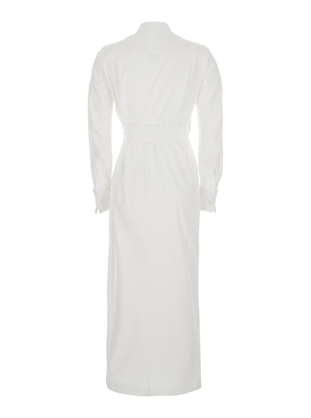 Max Mara Women 'Balzac' White Long Dress With Asymmetrical Pence Sewn At The Waist In Cotton Twill Woman MAX MARA
