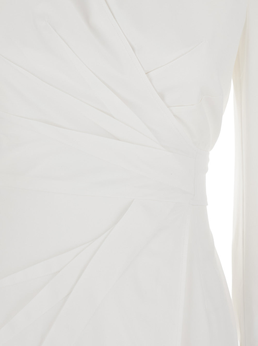 Max Mara Women 'Balzac' White Long Dress With Asymmetrical Pence Sewn At The Waist In Cotton Twill Woman MAX MARA