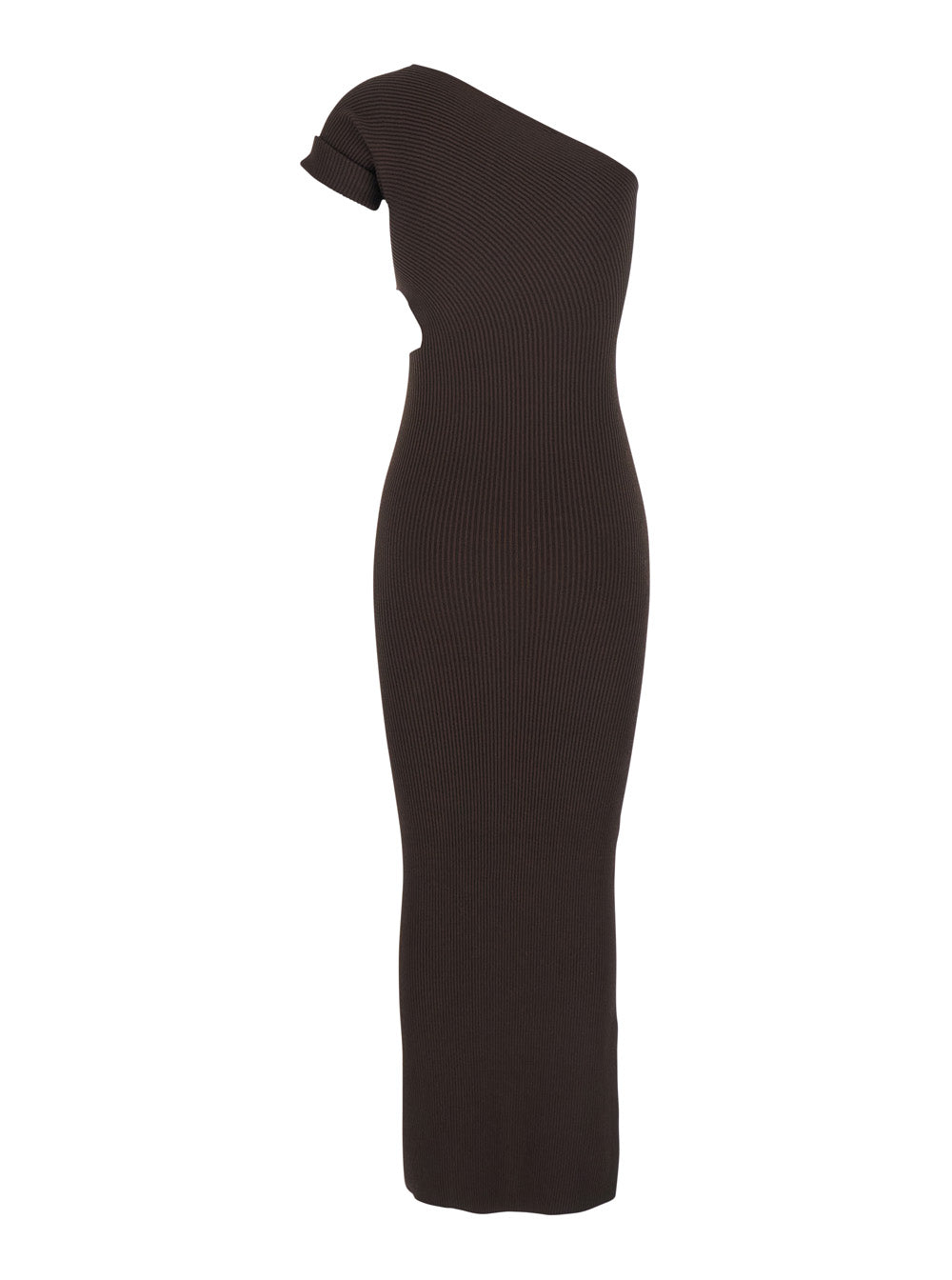 Max Mara Women 'Arda' Brown Long Dress With Cut-Out And One-Shoulder Design In Viscose Blend Woman MAX MARA