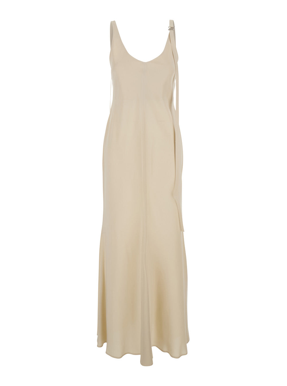 Sportmax Women 'Unione' Beige Long Dress With V-Neck And Adjustable Straps In Viscose Woman SPORTMAX