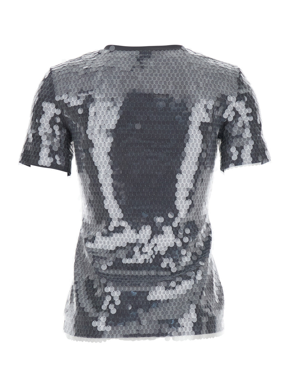 Sportmax Women Grey T-Shirt With All-Over Applied Sequins In Tech Fabric Woman SPORTMAX